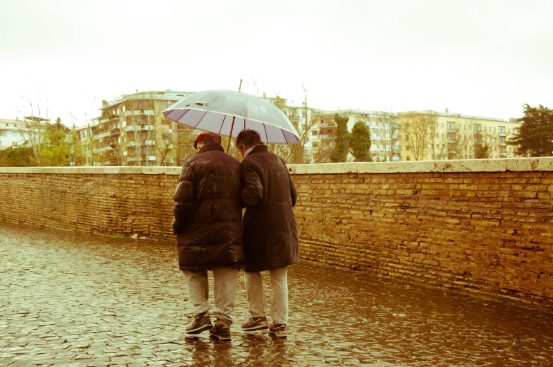 nature, two People, rain, urban Scene, security, old people, architecture, women, outdoors, day, water, walking, people, females, holding, person, togetherness