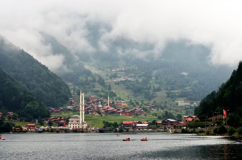 cloud - sky, rize, architecture, forest, sky, outdoors, environment, clouds, mountains, water, ayder, waterfront, mode of transportation, transportation