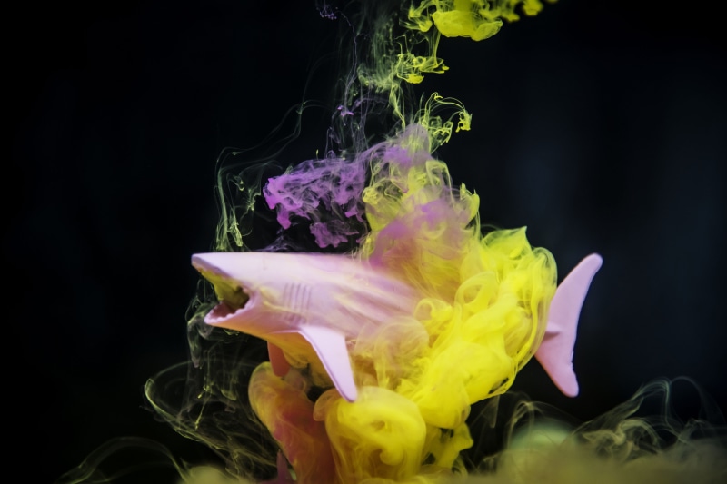 floating on water, pattern, studio shot, underwater, mixing, dye, drip, no people, shape, toy, art, water, contrast, vibrant, modern art, black background