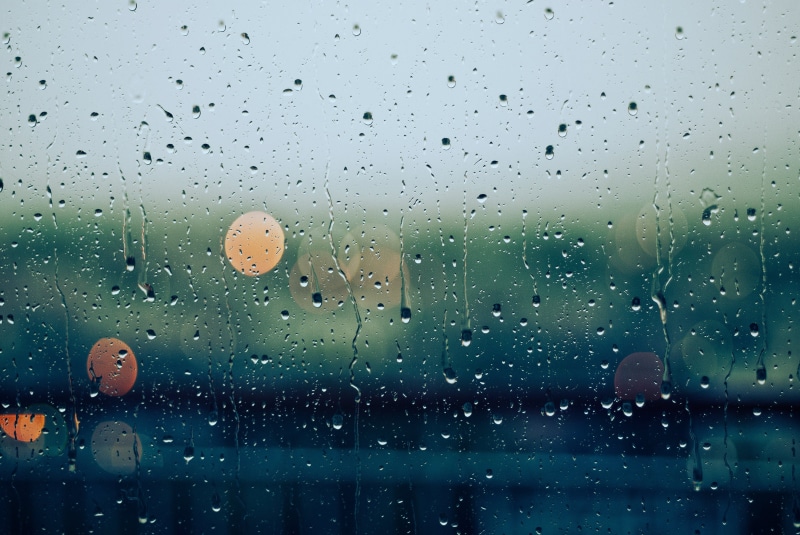 raindrop, clear, built structure, 2K, dews, water, lights, nature, indoors, bokeh, day, close-up, rain, full frame, drop, looking through window, no people