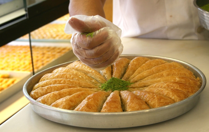food, food photo, bread, one person, baklava, nutrition, food and drink, snack, green, freshness, tray, day, indoors, preparation, preparing food, asian food