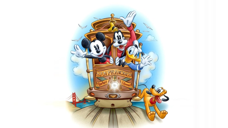 pluto, mickey, duck, donald, 1080P, desktop, background, market, street, san, francisco, goofy, walk