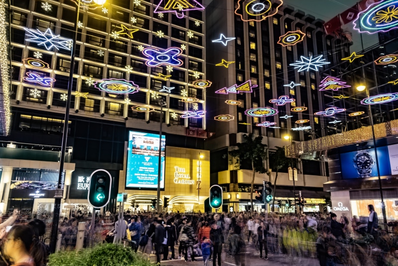 lighting equipment, street, night, modern, decoration, festival, nighttime, people, billboard, group of people, built structure, tourism, illuminated, urban