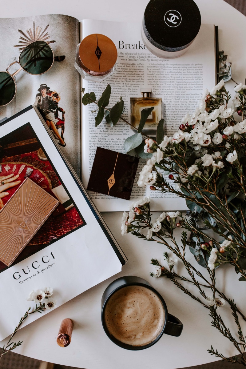 mug, animal, perfume, dessert, coffee, cup, drink, chocolate, tree, blossom, indoors, text, flowers, food, coffee cup, female, photography, flower, lay