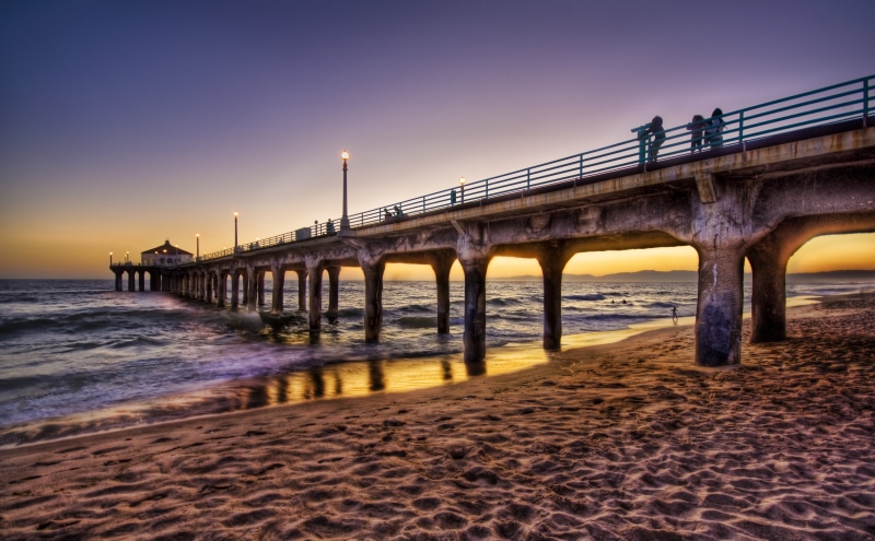 Photos, pier, dock, Shot, beaches, horizon, California, 4K, Panorama, Edge, colorful, beach, Angle, Pro, palace, nature, manhattan  beach, la, Images