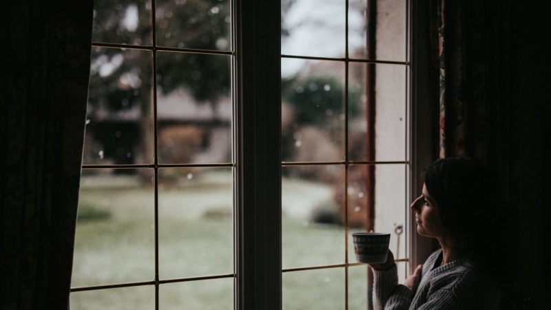one person, glass, dark, female, glass - material, person, garden, looking, portrait, solitude, young adult, women, 5K, sadness, emotion, indoors, window frame