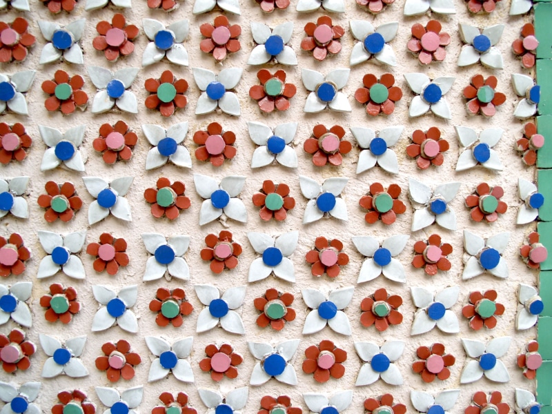 ethnicity, exterior, tile, close-up, tourism, abundance, pray, royal, high angle view, thailand, urban, emerald, art and craft, heritage, old, textile