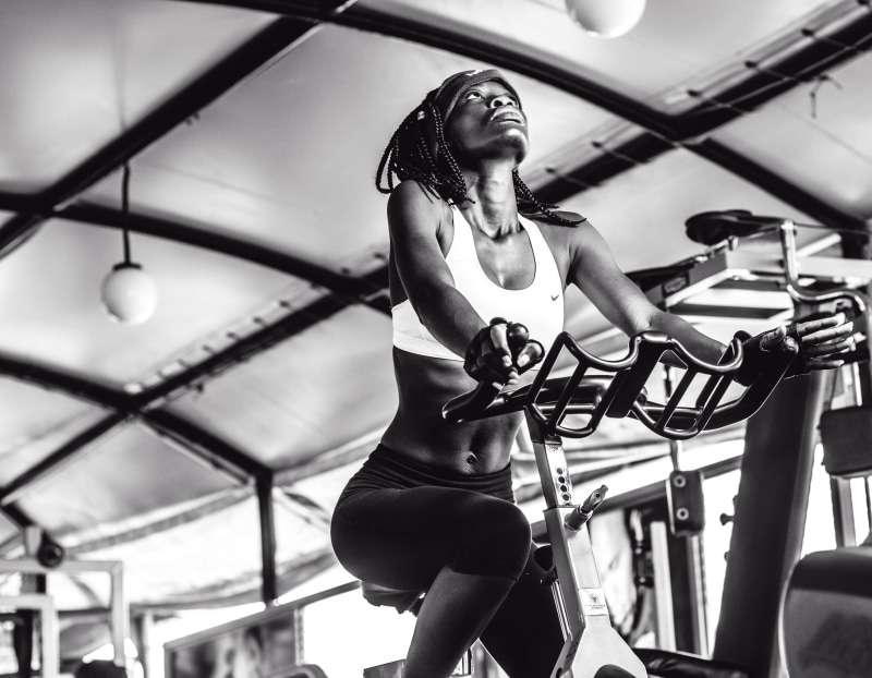 photography, casual, black, exercising, grayscale, indoors, fit, workout, face, trendy, young adult, 4K, adorable, gym, stylish, activity, clothing, girl