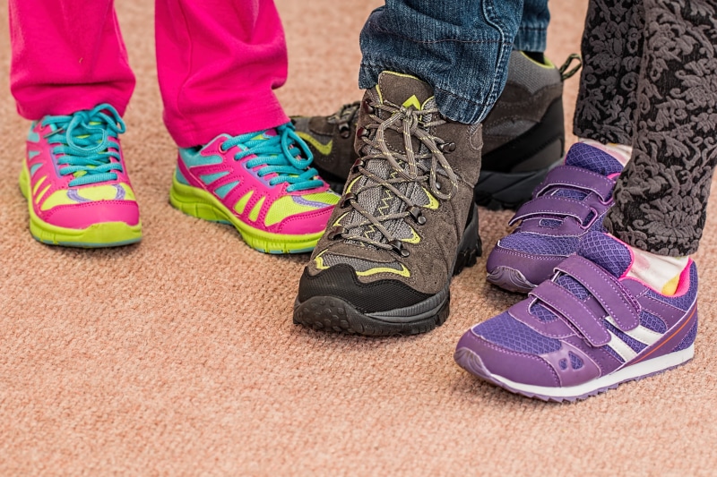 people, childhood, sport, lifestyles, men, child, hiking, three, footwear, sports Shoe, couple - relationship, standing, foot, person, body part, human leg