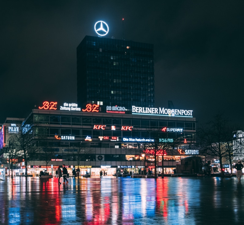 europa-center (berlin), nature, travel, travel destinations, reflection, transportation, night, group of people, water, skyscraper, city life, building