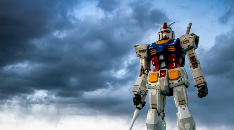 digital composite, shizuokashi, Robot, ominous, Gundam, safety, blue, outdoors, overcast, cloud - sky, shizuokaprefecture, no people, toy, Rafael, Reyes