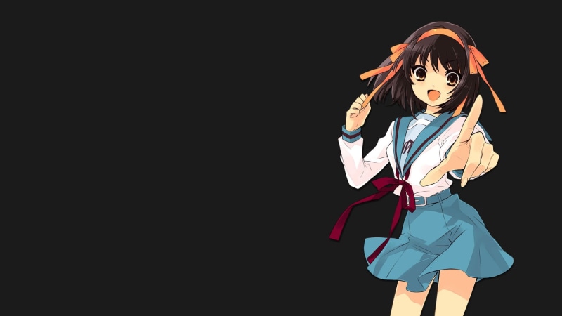 one person, black, studio shot, indoors, disguise, The Melancholy of Haruhi Suzumiya, animal, clothing, black background, mask, Suzumiya Haruhi , hairstyle