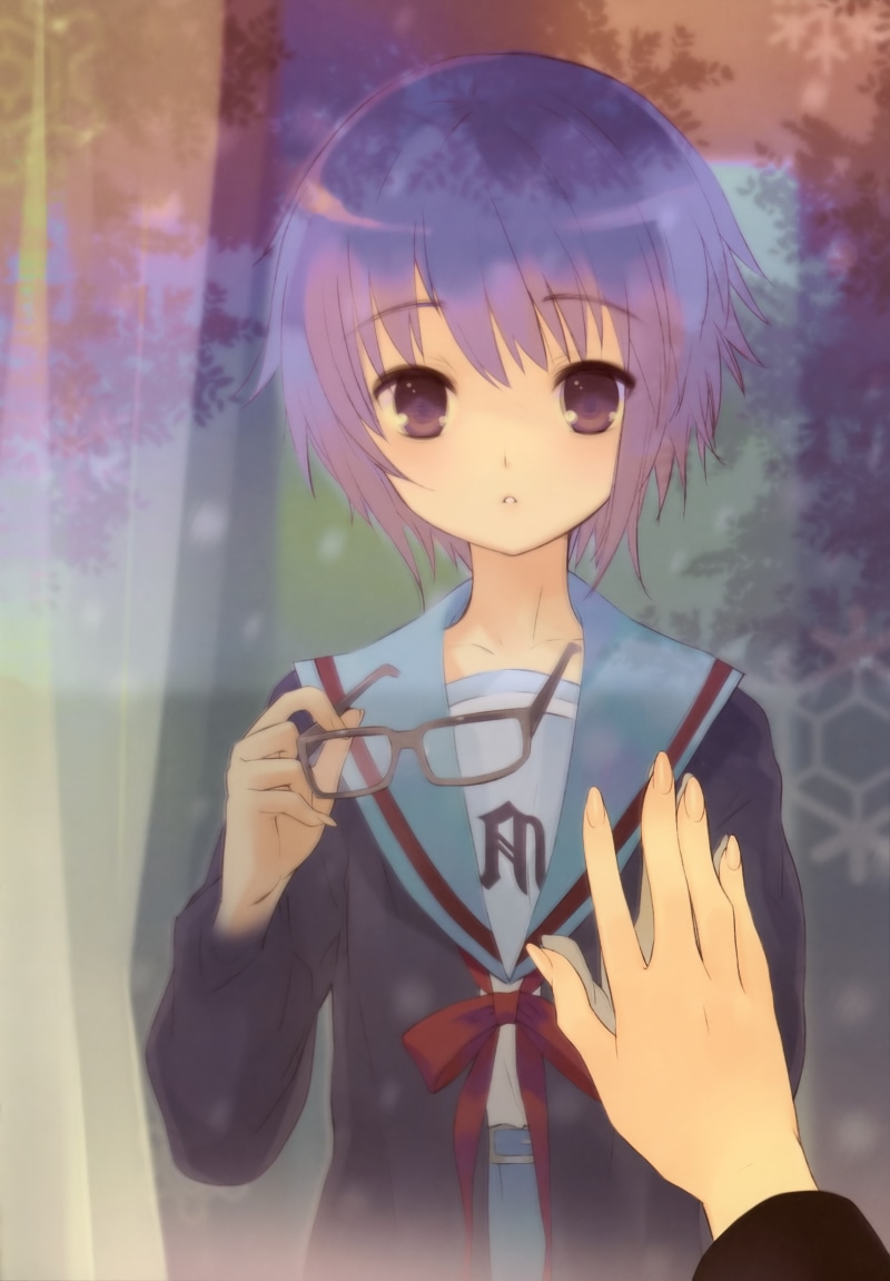 female likeness, representation, transparent, waist up, anime girls, human representation, holding, one person, mannequin, indoors, Nagato Yuki, standing