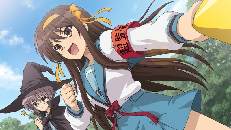 cloud - sky, sky, The Melancholy of Haruhi Suzumiya, celebration, sunlight, people, emotion, women, human representation, lifestyles, Nagato Yuki, day