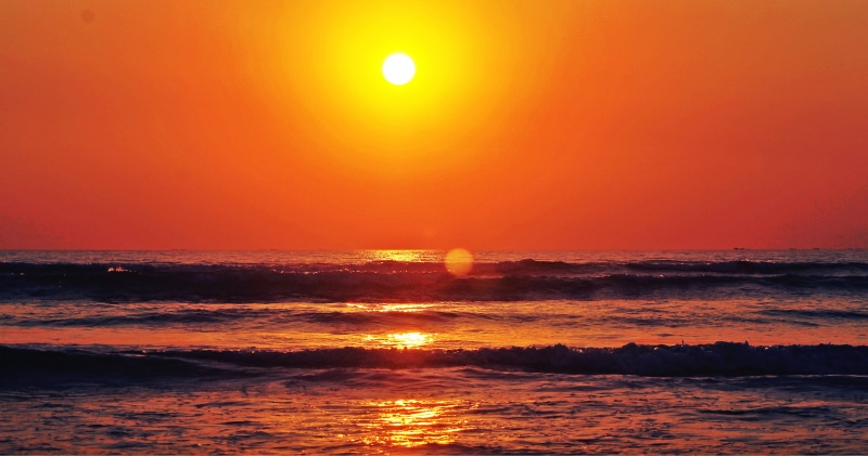 horizon over water, scenic, sunshine, nature, scenery, scenics - nature, wave, tourism, rise, ocean, orange color, yellow, beauty in nature, nice, travel
