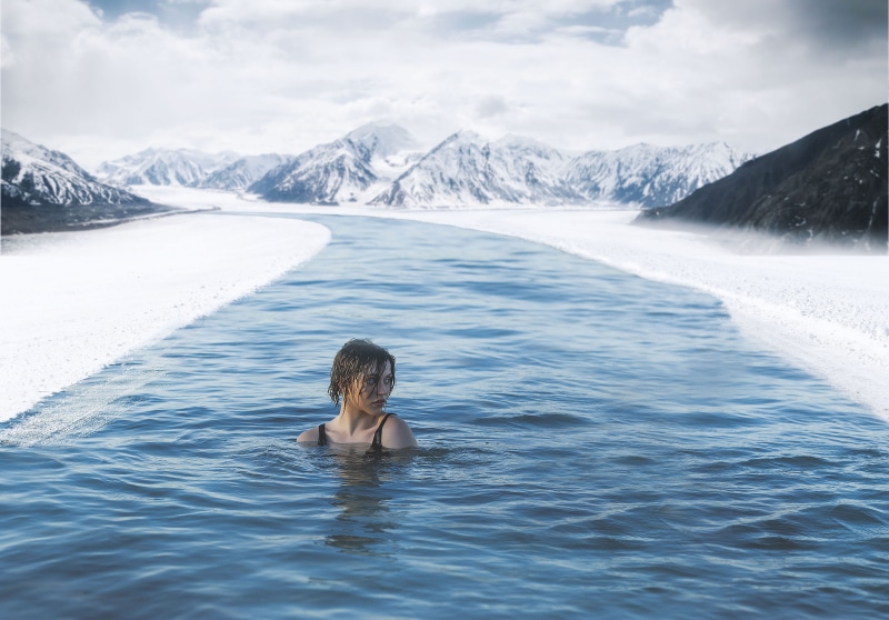 weather, leisure activity, one person, snowcapped mountain, nature, sky, trip, no, water, headshot, christmas, chill, environment, cold water, day, mountain