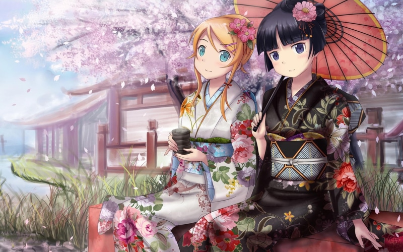  Gokō Ruri, flowering plant, Asian architecture, Japanese clothes, art and craft, Ore no Imouto ga Konnani Kawaii Wake ga Nai, blonde, real people
