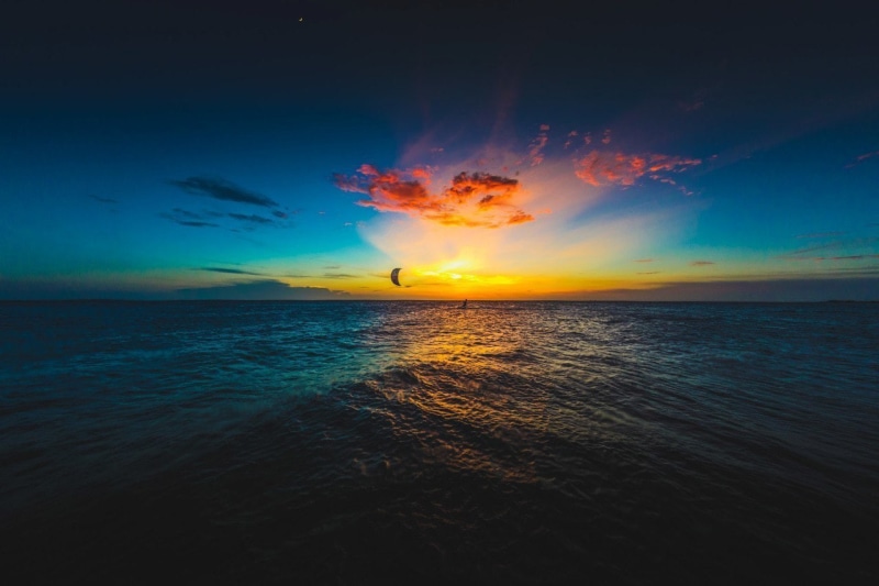 sea, sky, 720P, kitesurfing