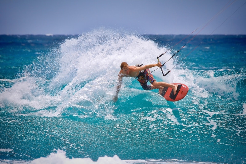 kitesurfing, summer, splash, one person, surfing, surfboarding, enjoyment, lifestyles, ocean, sea, fun, leisure activity, wave, nature, water, recreation