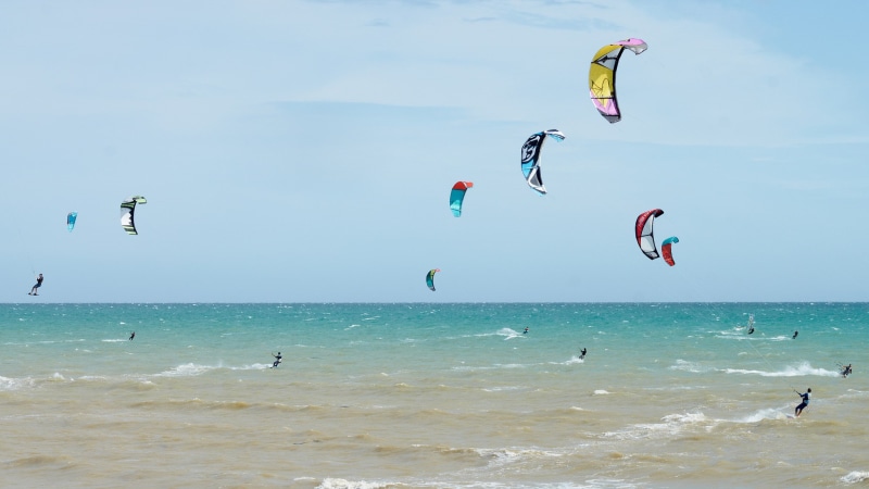 1080P, sea, the wind, the sky, Board, kitesurfing, parachute