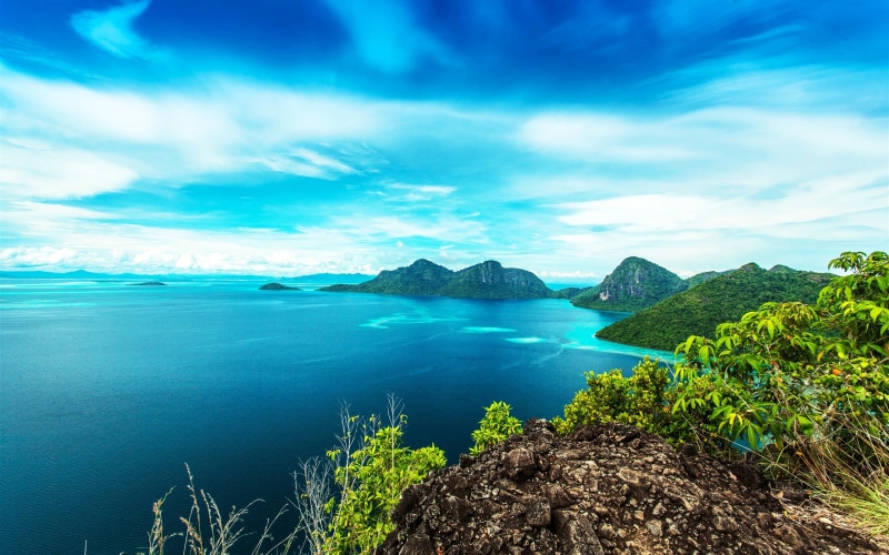 Sea, Bohey, Island, Mountains, Malaysia, Dulang, 2K, Coast, Landscape, Beautiful