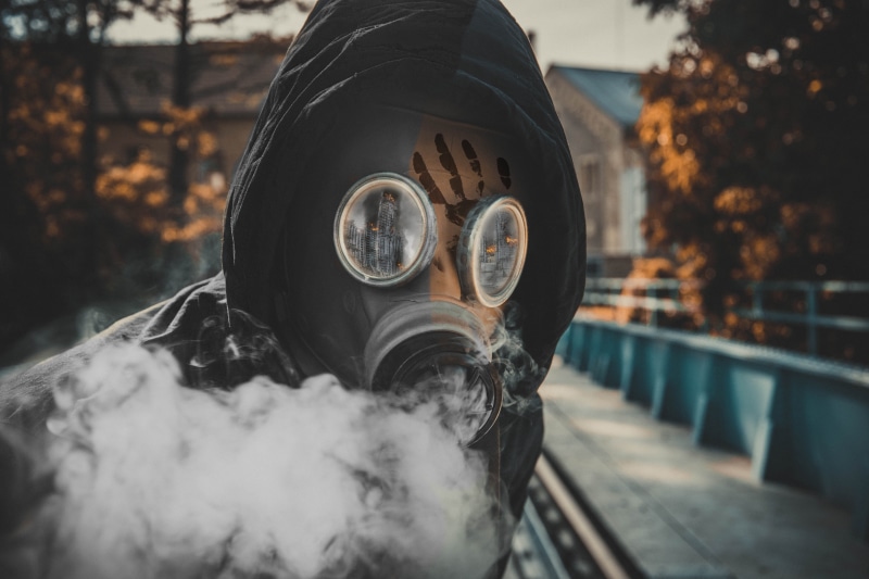 security, shrouded, pollution, smoke - physical structure, war, safety, one person, protection, filter, men, one, obscured face, military, headshot, portrait