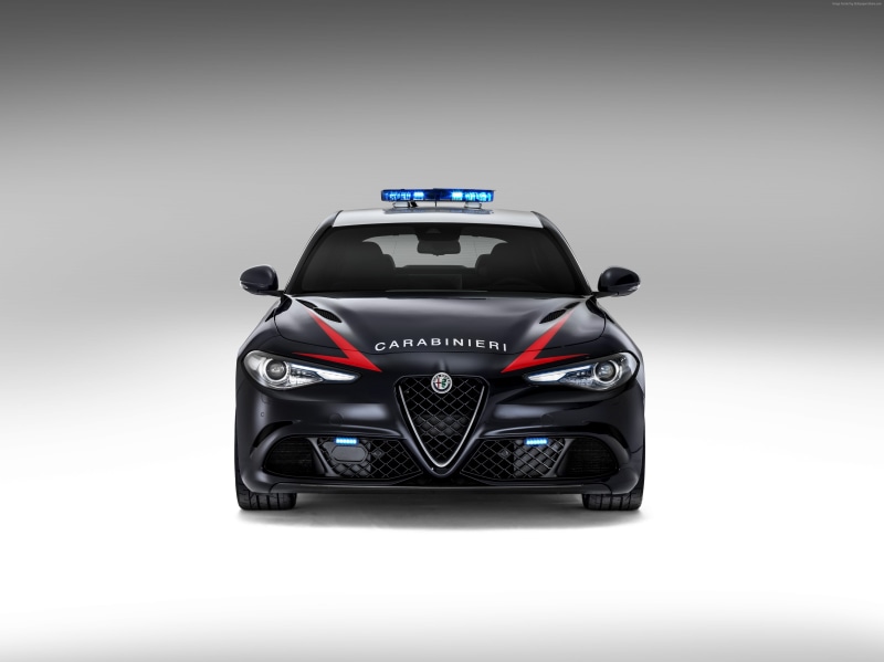 4K, safety car, Alfa Romeo Giulia Quadrifoglio Carabinieri, police