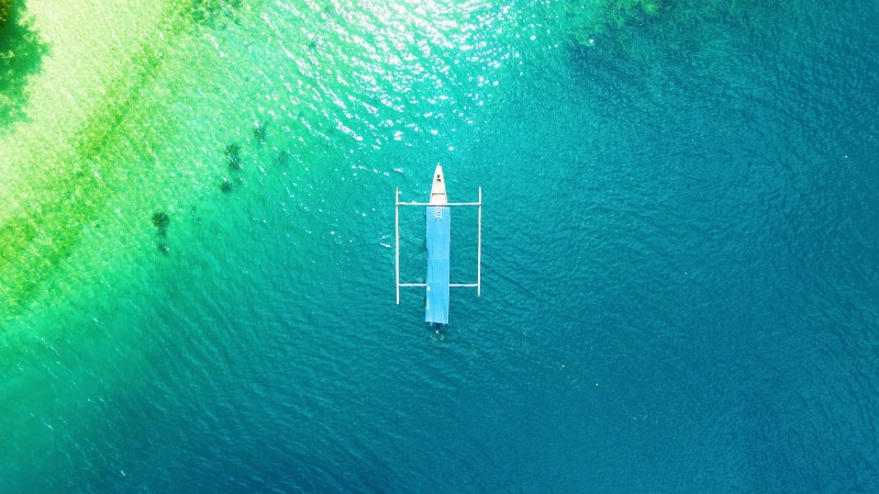boat, turquoise, high angle shot, waterfront, aerial shot, color, sea, white, calm, direction, travel, nature, beauty in nature, seascape, scenics - nature