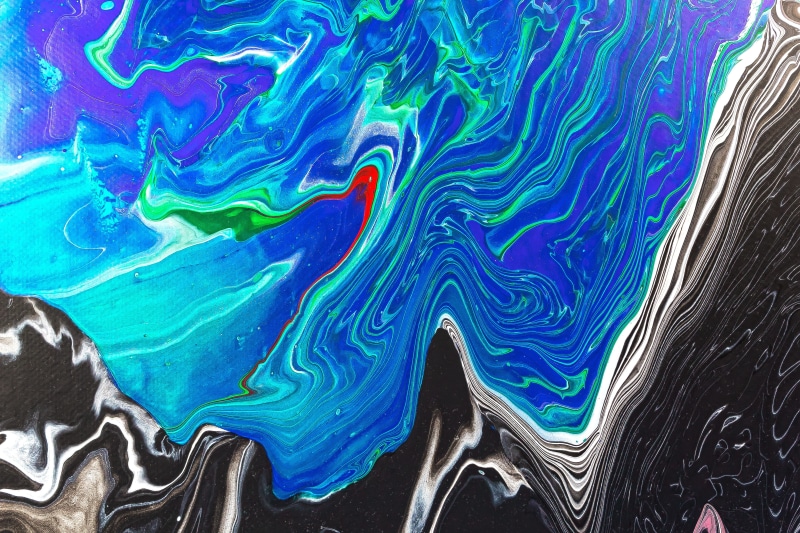 marbled effect, backgrounds, art and craft, painting, no people, full frame, blue, turquoise, 5K, color, day, panoramic, structure, close-up, outdoors