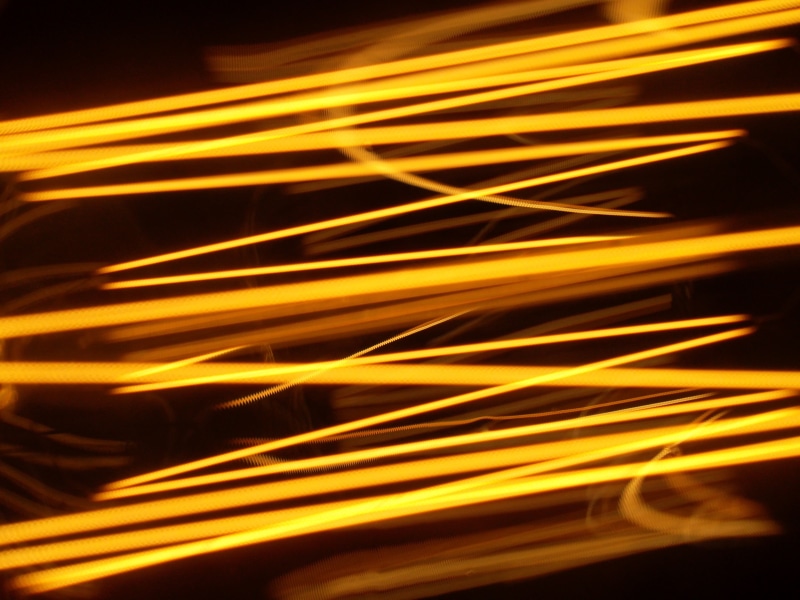 black background, red, yellow, striped, technology, illuminated, connection, 4K, light painting, long exposure, complexity, studio shot, blurred motion