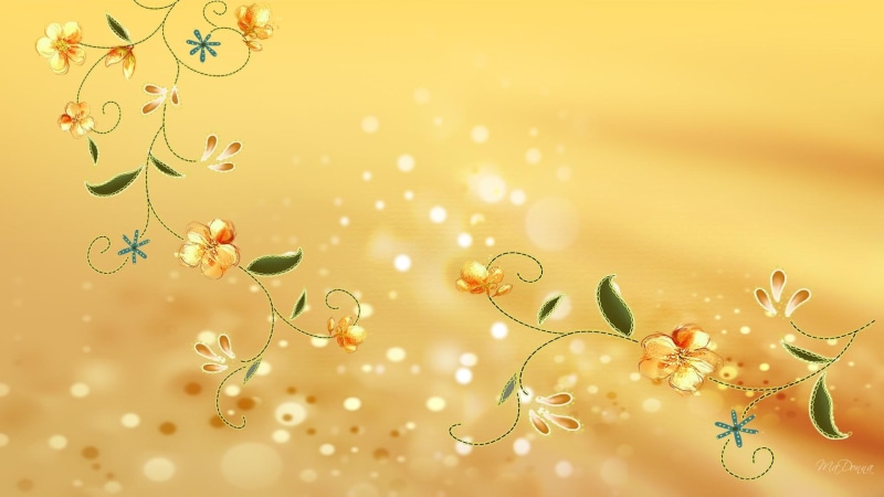 firefox persona, yellow, vine, gold, life, 1080P, sparkles, orange, flowers, streaks, abstract, blooms, blossoms, golden