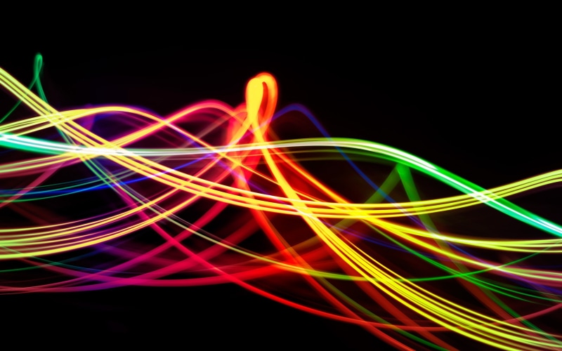 futuristic, abstract, night, big data, black background, glowing, multi colored, wave pattern, technology, connection, long exposure, studio shot, electricity