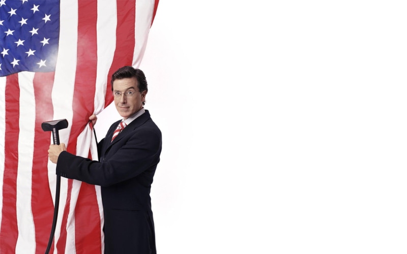 suit, business person, Stephen Colbert, waist up, American flag, democracy, patriotism, adult, politics, government, white background, males, flag, business