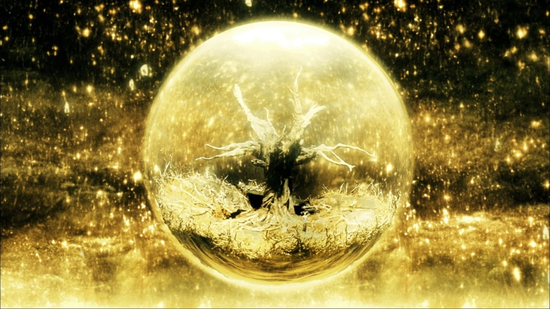 crystal ball, painting, indoors, nebula, abstract, no people, geometric shape, transparent, round, shiny, lighting equipment, christmas, movies, night