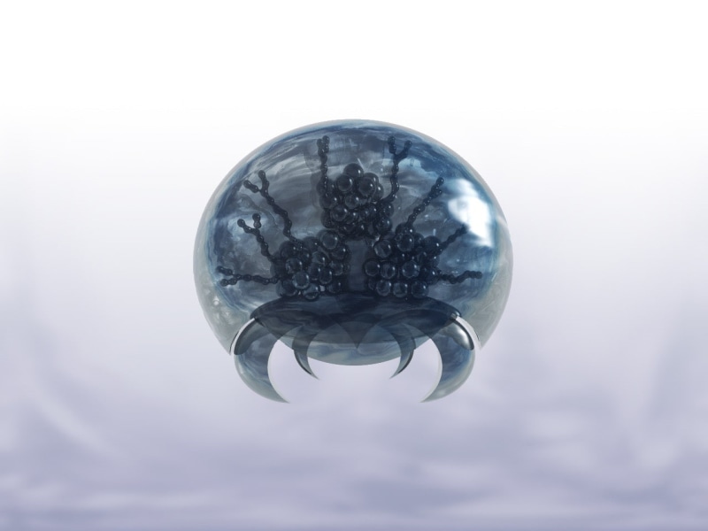 studio shot, purity, animal, crystal ball, bubble, 720P, reflection, close-up, simple background, video games, animal themes, one animal, no people, Metroid