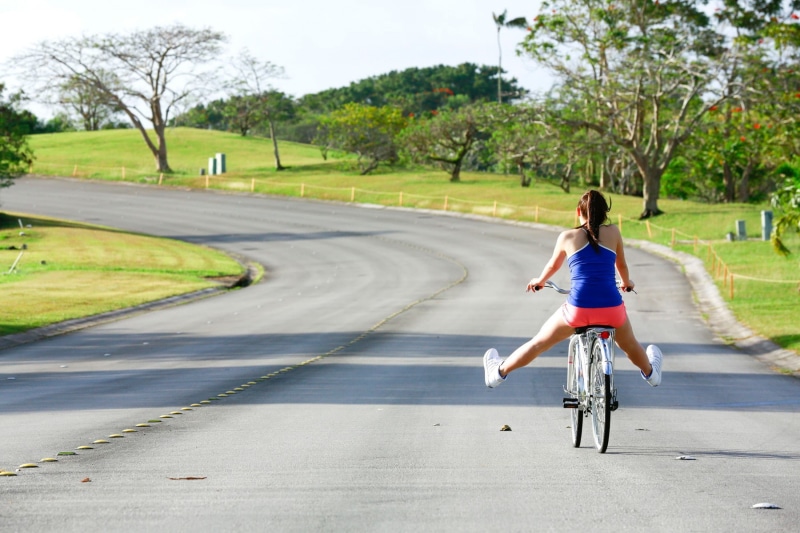 Asian, cycling, bicycle, road, land vehicle, ride, Mizuki Fukumura, leisure activity, 720P, real people, tree, sport, women, transportation, women with bikes
