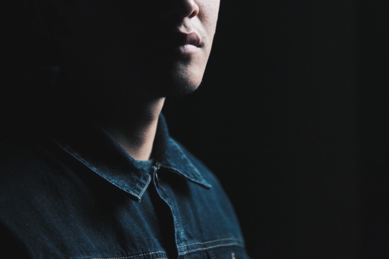 headshot, copy space, body part, hood - clothing, button, male, portrait, human Face, black, shirt, textile, top, males, cut out, contemplation, human body part