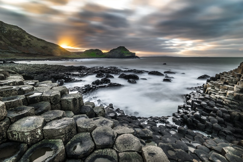 Northern Ireland, 1080P, sea, scenics, photo, united kingdom, clouds, body, rock - Object, seascape, beach, Bushmills, photography, causeway, konica minolta