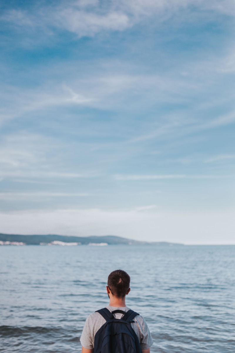 bulgaria, cost, color Image, looking, casual clothing, lifestyles, alone, one Person, beauty in nature, adult, young, people, outdoors, 4K, out to sea