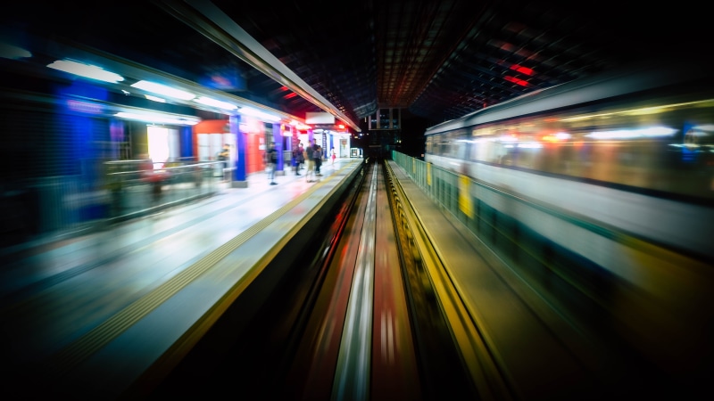 public transportation, diminishing perspective, train, human, path, speed, lighting, banister, lighting equipment, lines, motion, transportation, long exposure