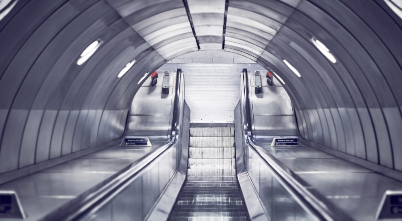 moving walkway, indoors, inside Of, convenience, gray, railing, built structure, staircase, technology, modern, women, adult, escalator, transportation