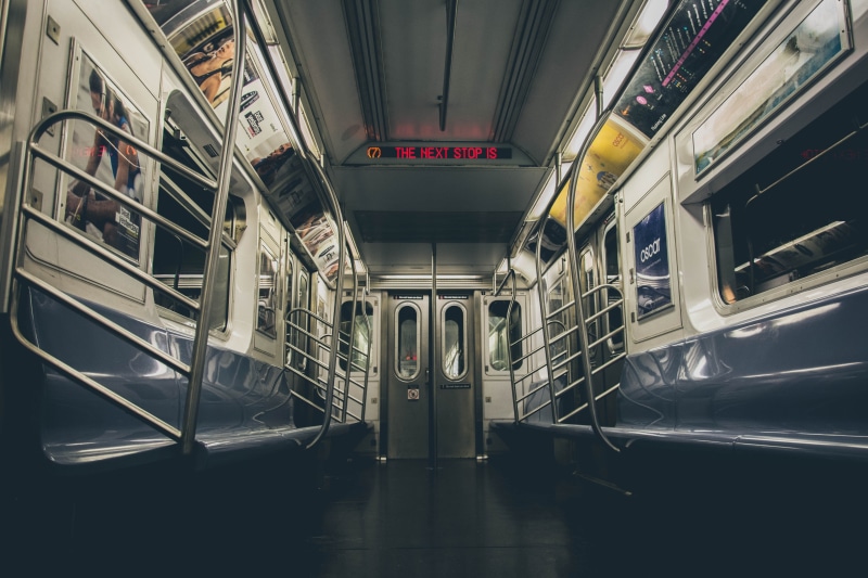 no people, indoors, vehicle seat, train - vehicle, new york, transit, 5K, passenger train, ceiling, architecture, seat, metal, mode of transportation