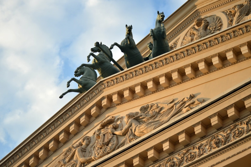 exterior, history, russia, russian federation, cloud - sky, creativity, outdoors, building exterior, city, low angle view, 2K, Bolshoi Theatre, theatre