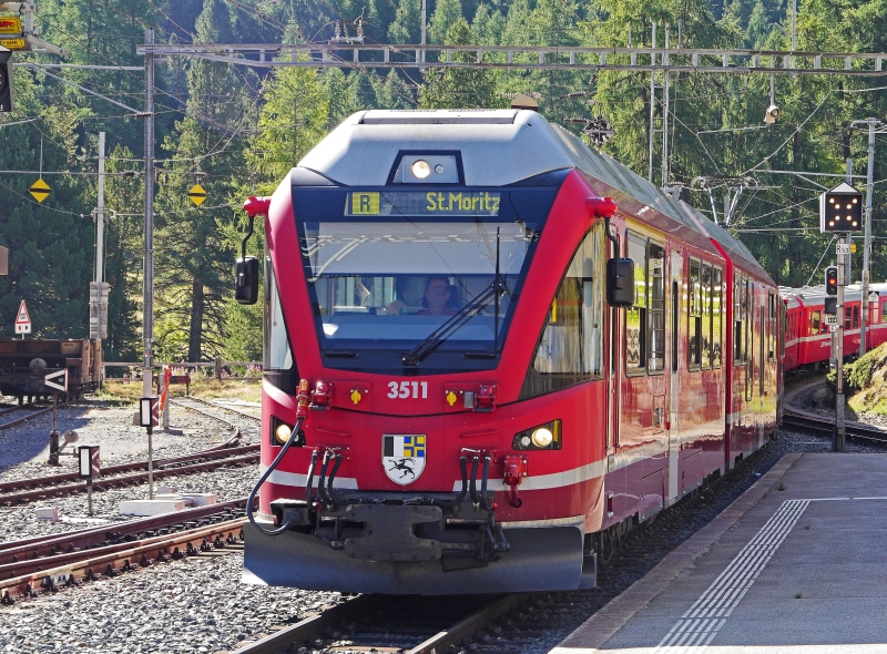 train - vehicle, mode of transportation, switzerland, ferrovia retica, regional train, rail- cars, abe 8-12, alpine, communication, railway, bernina railway