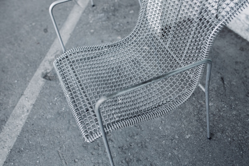 old, day, absence, chair, side view, footpath, Metal, seat, Dining Chair, minimal, still life, dining, street, empty, focus on foreground, nature, outdoors