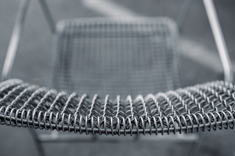 focus on foreground, textile, still life, steel, studio shot, clean, selective focus, backgrounds, equipment, jeans, chair, strength, Metal, day, rope