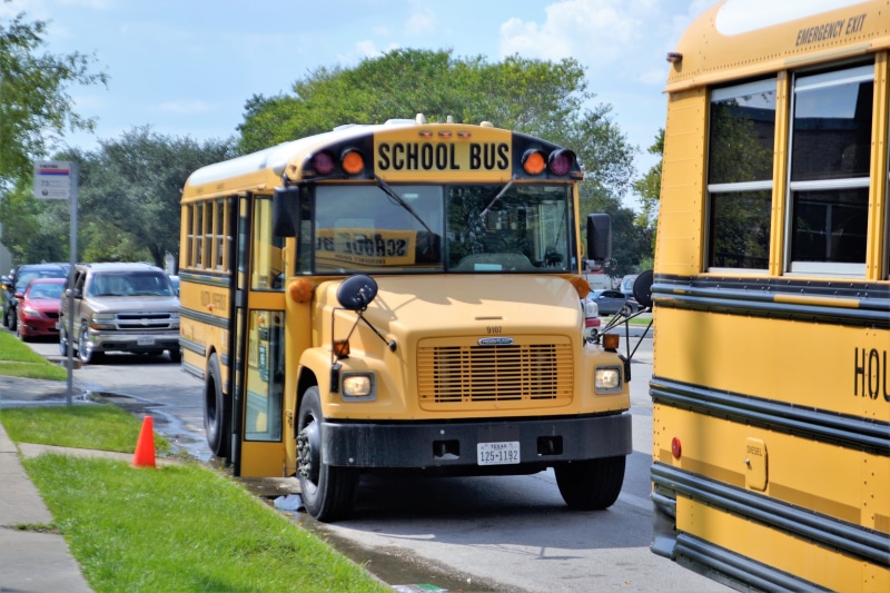 knowledge, america, hazard, transport, school bus, school buses, back to school, driver, safety, yellow, houston texas, western script, slow down, corner