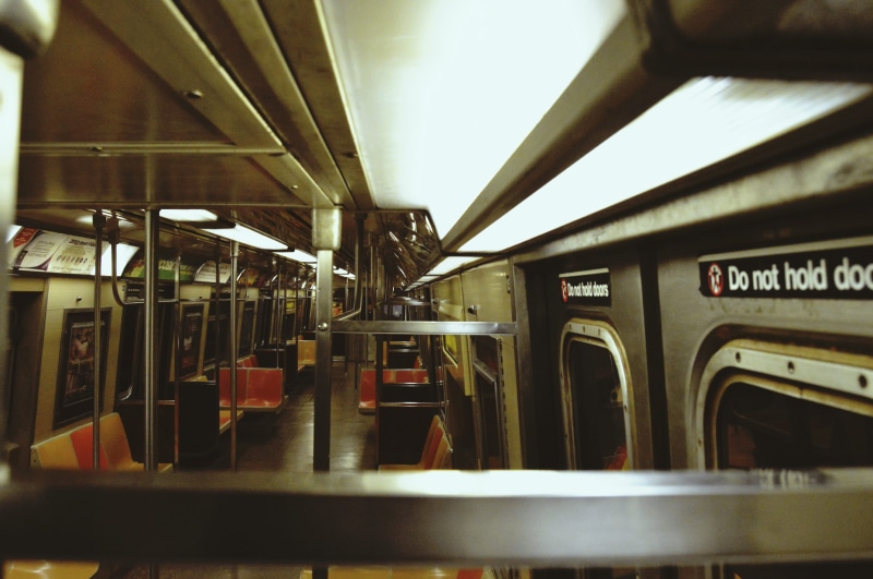 empty, mode of transportation, ceiling, nyc, vehicle interior, train, passenger train, subway, new york, architecture, journey, interior, no people, transportation