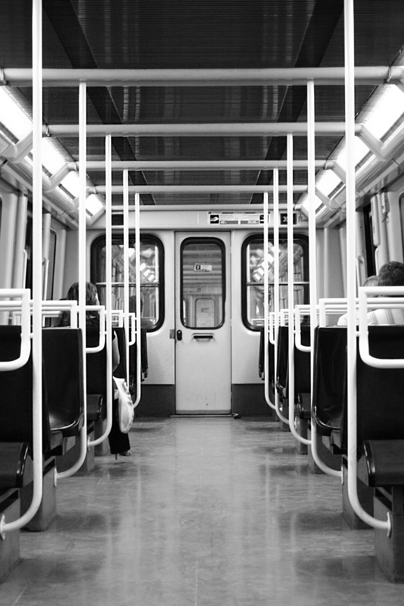 window, seat, land vehicle, railroad car, train - vehicle, railway, locomotive, vehicle interior, modern, tunnel, vehicle seat, transit, passenger, empty