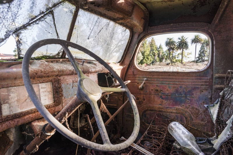 classic, ruined, traffic, obsolete, transporter, north america, usa, oldtimer, california, vintage car, weathered, rusted, america, brown, damaged, abandoned